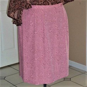 Pink and Tan Paisley Textured Skirt